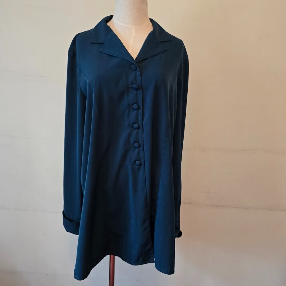 Women's Teal Button-Front Blouse